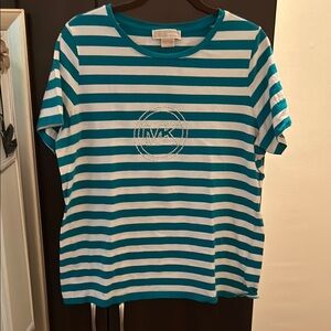 Michael Kors Blue and White Striped T-Shirt